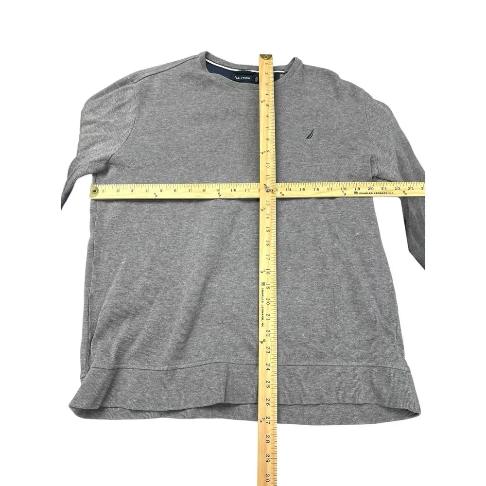 Nautica Mens Crewneck Sweater Medium Gray Color‎ Blue Logo